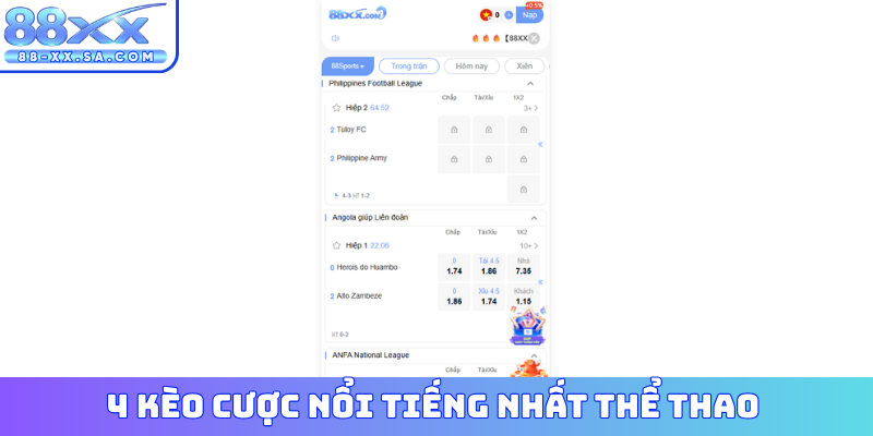 4 kèo cược nổi tiếng nhất thể thao